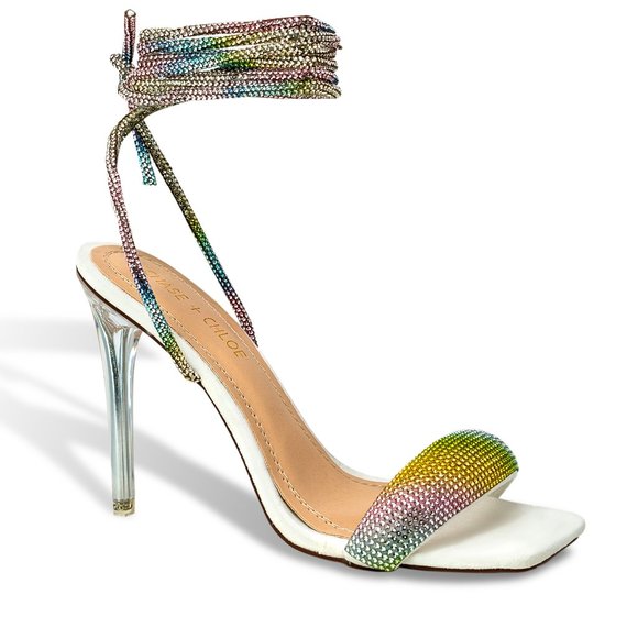 RHINESTONE LACE UP HEEL - Picture 2 of 4